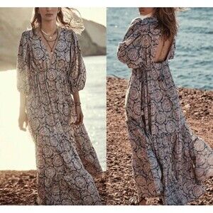 Chufy x Mango Dress Collab  Voluminous Maxi Long Floral-paisley Oversized Sz 6